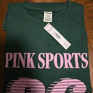 Victoria's Secret Green Tee with Pink Print